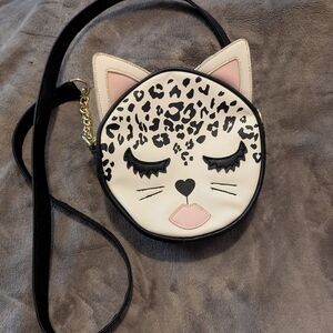 Betsey Johnson Leopard Cat Face Crossbody Bag